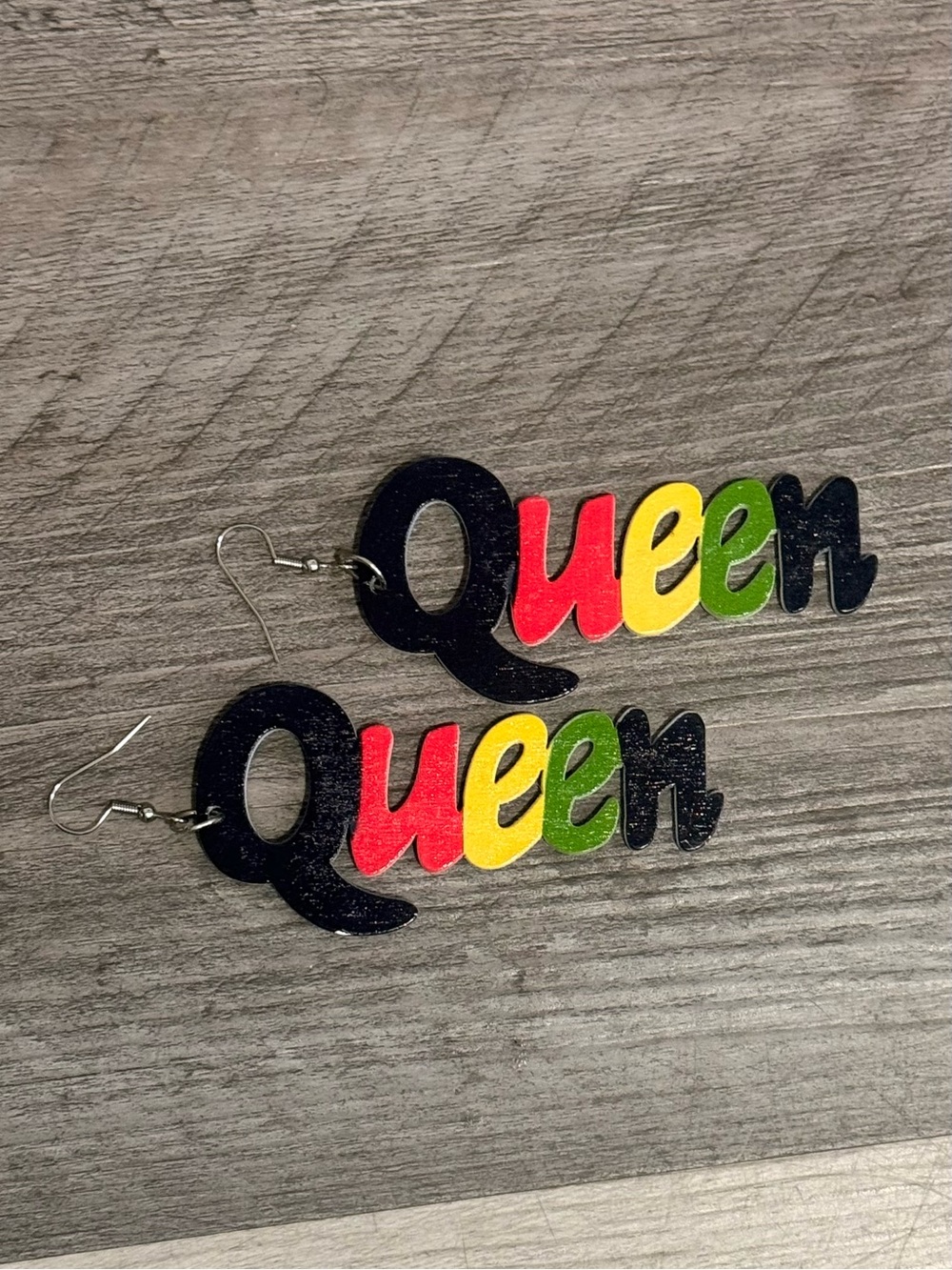 Queen Multicolor Drop Earrings - Black, Red, Yellow, Green